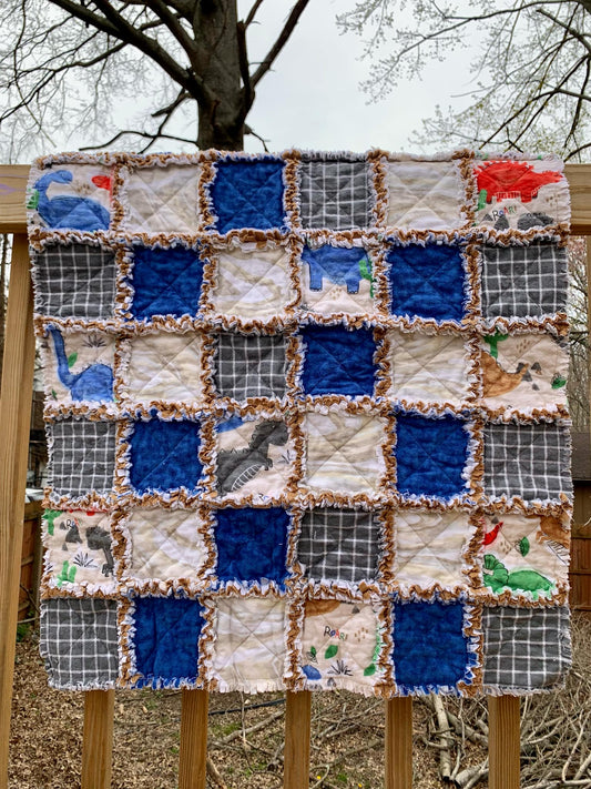 Dino Stomp Baby Rag Quilt