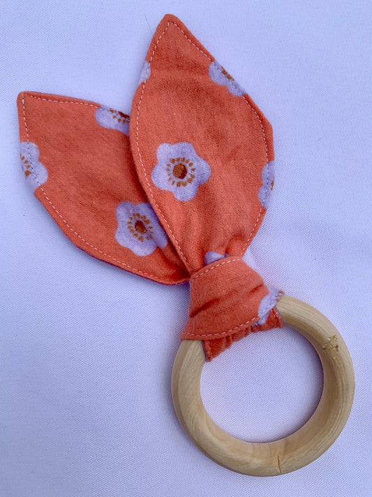 Coral Floral Crinkle Teether (A)