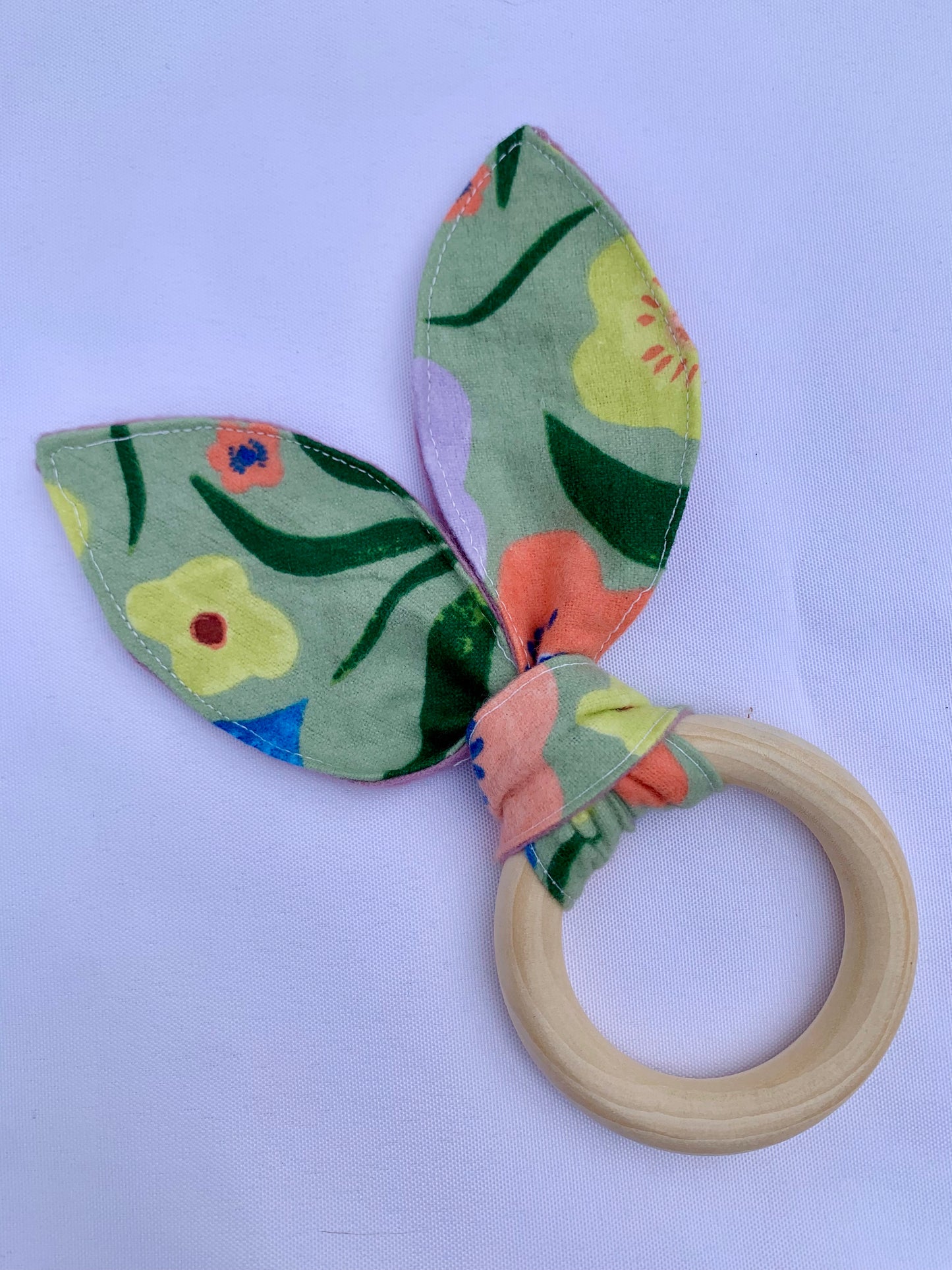 Coral Floral Crinkle Teether (B)