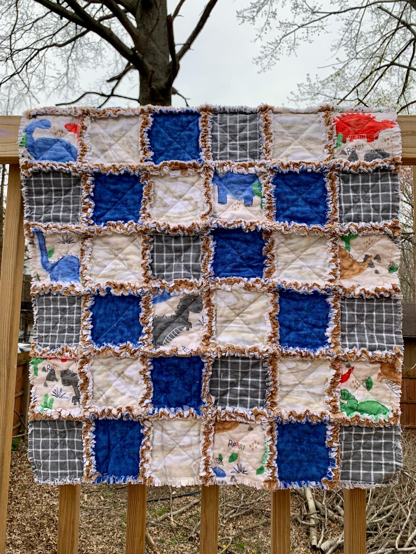 Dino Stomp Baby Rag Quilt